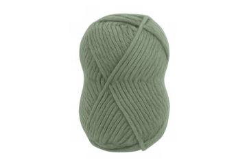 Green yarn ball sitting on clear surface, highlighting soft fibers and vivid emerald hue for crafting enthusiasts