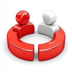 Abstract Red and White Figures in Circular Formation