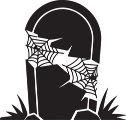 Fototapeta premium Tombstone with Spiderwebs Vector Illustration for Halloween or Horror Themes