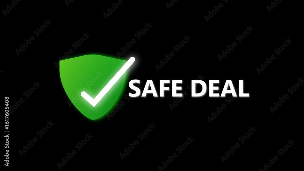 Aufkleber business finance success safe deal approved motion graphics loop. secure transaction animation with 