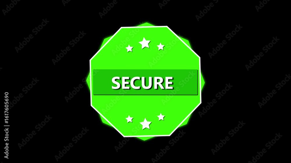 Poster octagon badge with neon stars animation. fast, quick, and simple minimalist motion graphics. neon gr