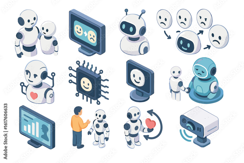 Poster icon behavioral emotion vector ai sensing emotional processing sensors feedback