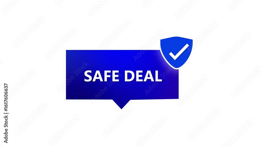 Poster approved checkmark shield animation. safe transaction graphic element with motion loop. blue gradien