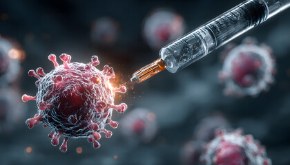 Targeted Personalized Medicine Injection on Cancer Cell Model in Lab for Immunotherapy and CAR T-Cell Treatment Innovation