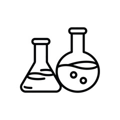 Outline illustration of laboratory glassware for science and chemistry experiments