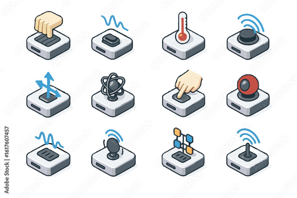 Poster optical temperature icon smart touch sensor bioelectrical motion signal vector pressure