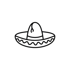 Simple Sombrero Outline Icon for Cinco de Mayo Celebrations