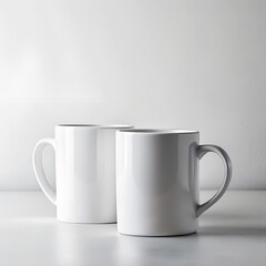 Fototapeta premium Minimal Cup Pair – One Front, One Side – Branding Scene