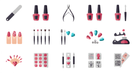 Nail Art Tools and Supplies Set for Manicure and Pedicure in Pink and Black Colors