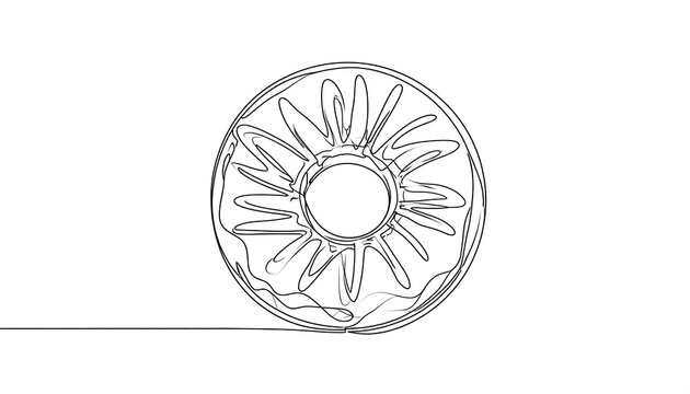 Continuous line drawing of a donut