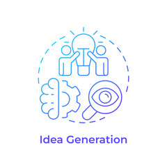 Idea generation blue gradient concept icon. Brainstorming, research, observation of feedbacks. Innovation funnel. Round shape line illustration. Abstract idea. Graphic design. Easy to use in brochure