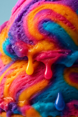 レインボーシャーベットアイスのクローズアップ｜Rainbow Sherbet Ice Cream Close-Up