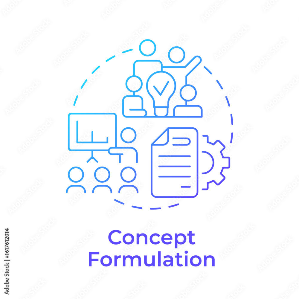 Poster concept formulation blue gradient concept icon. potential application. technology readiness level. r