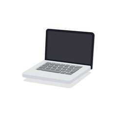 Realistic 3d laptop with shadow isolated on white background. Vector illustration