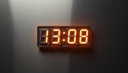 Digital countdown timer displaying 13:08 on a dark background