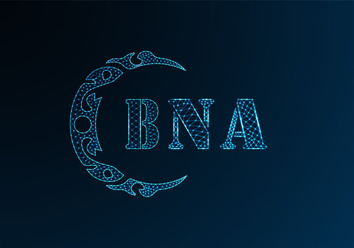 Low poly letter logo BNA design. BNA letter logo low poly vector design on blue color gradient background. BNA logo low poly design