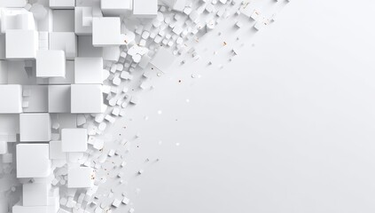 Fototapeta premium Abstract white cubes, scattered fragments
