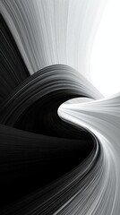 Black and white abstract swirl with dynamic curves, background design mobile wallpaper for tech, innovation or energy flow concepts in modern design