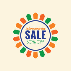 Independence day of India freedom festival offer sale concept. 60% off on shopping.