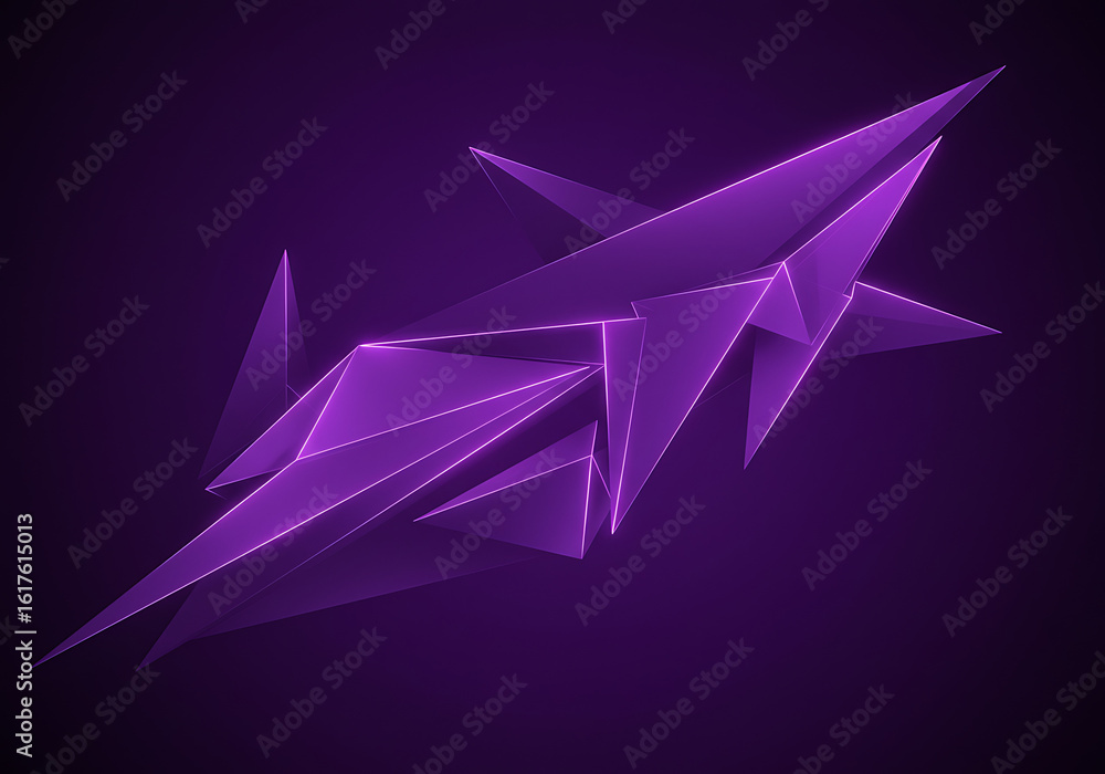 Poster a bold abstract background featuring a cluster of sharp, illuminated purple spikes.