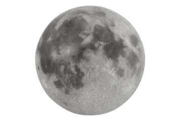Photorealistic lunar 3d render rotating against transparent backdrop, presenting detailed moon surface and celestial textures