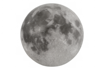 Photorealistic lunar 3d render rotating against transparent backdrop, presenting detailed moon surface and celestial textures