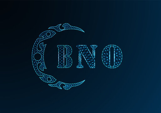 Low poly letter logo BNO design. BNO letter logo low poly vector design on blue color gradient background. BNO logo low poly design