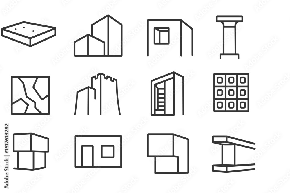 Poster modern architectural shapes and structures on minimalistic gray background