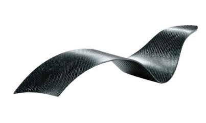 Abstract, dark gray, ribbon-like form, undulating