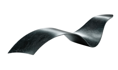 Abstract, dark gray, ribbon-like form, undulating