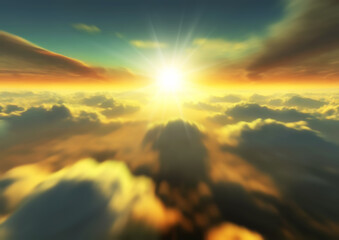 雲海と日の出の3dイラスト