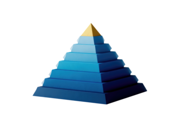 Pyramid graphic, tiered, blue, gold tip
