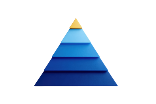 Pyramid graphic, blue and gold tiers