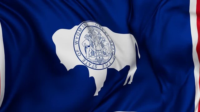 Wyoming US state flag background waving in the wind cycle looped video