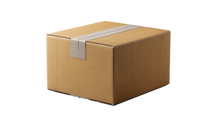 Closed cardboard box with tape