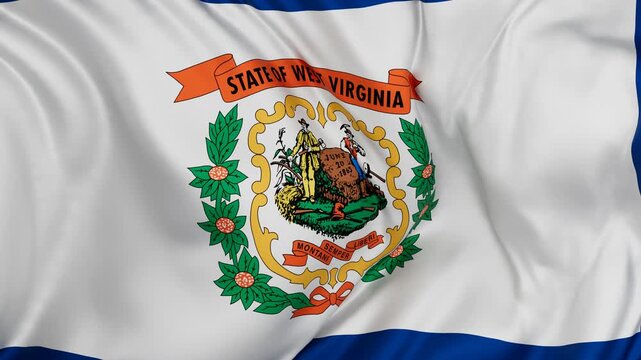 West Virginia US state flag background waving in the wind cycle looped video