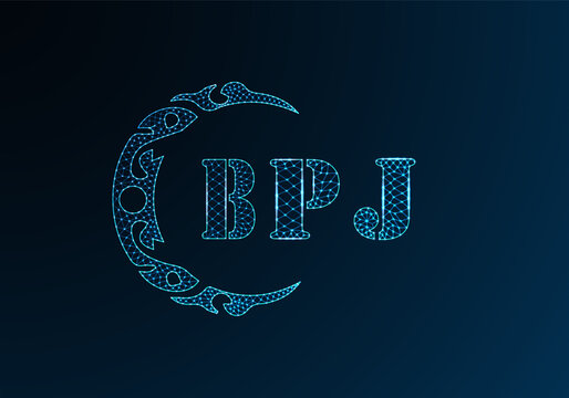 Low poly letter logo BPJ design. BPJ letter logo low poly vector design on blue color gradient background. BPJ logo low poly design