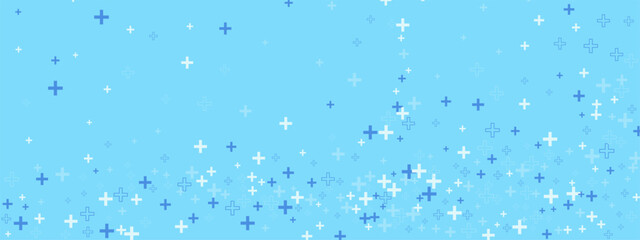 Abstract blue and white plus shape for medical or health background with light pattern. Seamless vector for math or graphic layout. Wallpaper or template.