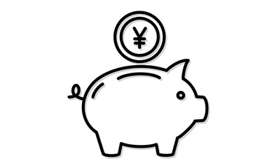 節約や貯蓄を示す豚の貯金箱イラストアイコン