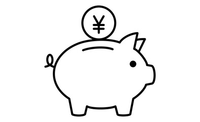 節約や貯蓄を示す豚の貯金箱イラストアイコン