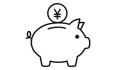 節約や貯蓄を示す豚の貯金箱イラストアイコン