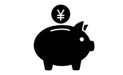 節約や貯蓄を示す豚の貯金箱イラストアイコン