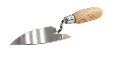 Metal trowel with light brown wooden handle (2)