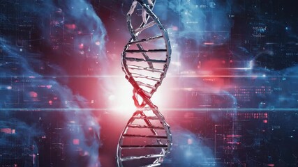 Dynamic DNA helix animation for medical research and technology innovation visuals - Powered by Adobe