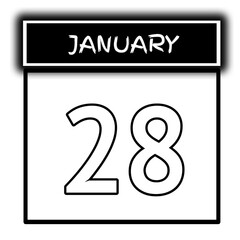Fototapeta premium black color calendar frame January month date 28