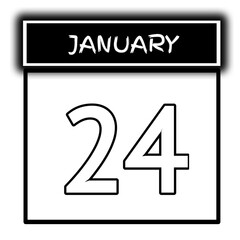 black color calendar frame January month date 24