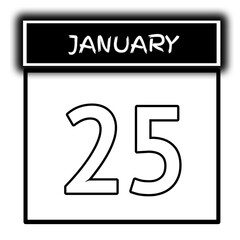 black color calendar frame January month date 25