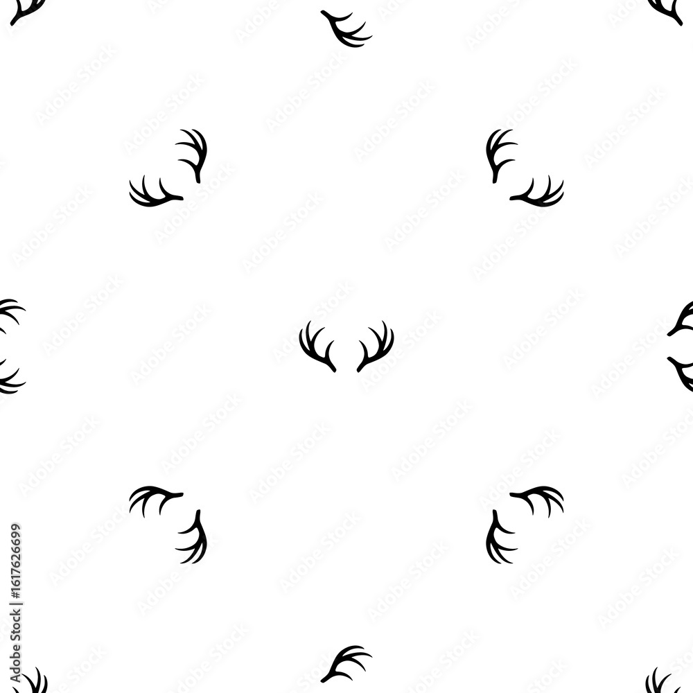 Aufkleber seamless pattern of repeated black deer horns symbols. elements are evenly spaced and some are rotat