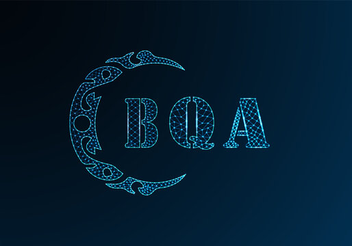 Low poly letter logo BQA design. BQA letter logo low poly vector design on blue color gradient background. BQA logo low poly design