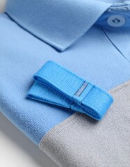Light blue polo shirt with grey panel and elastic trim